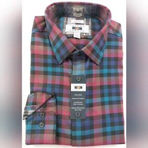 Joseph Abboud Shirt Mens Large Multicolored Plaid Non Iron Stretch NWT $59.99